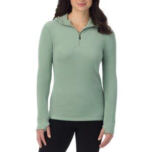 NWT Cuddl Duds Fleecewear Half-Zip Hooded Top - Light Green
